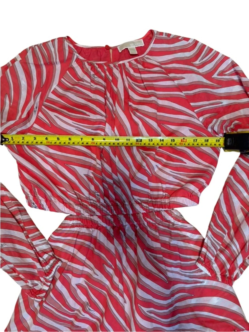 Michael Michael Kors Cotton Lawn Cutout Mini Dress In Zebra Geranium Red/Pink XL - Picture 7 of 13